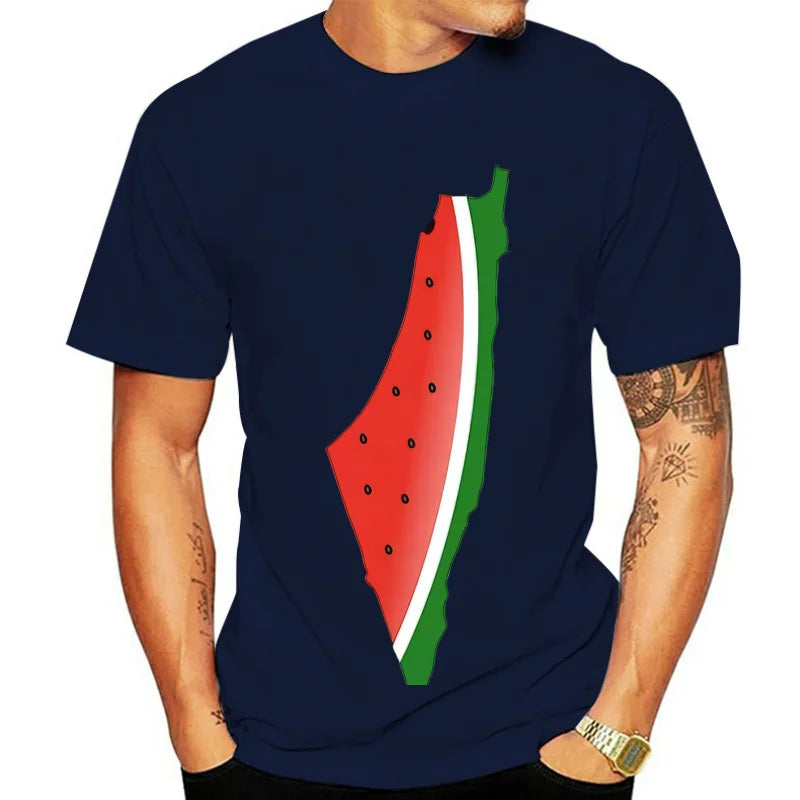 Palästina Wassermelonen Print T-Shirt, Baumwolle, Unisex