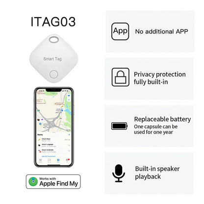 Rastreador GPS Bluetooth para reemplazo de etiqueta aérea a través de Apple, buscador de llaves de bicicleta, MFI, iTag inteligente