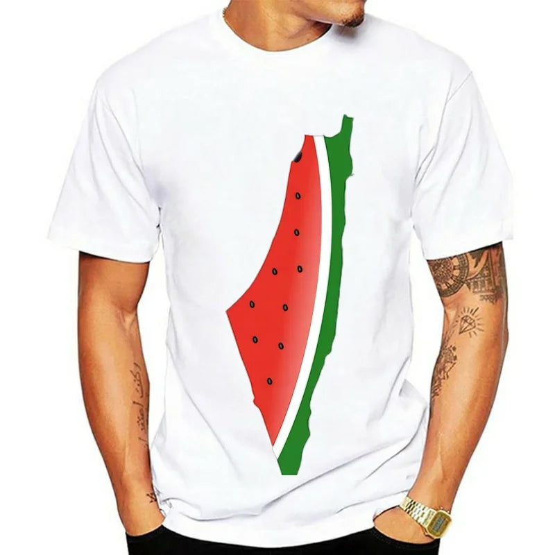 Palästina Wassermelonen Print T-Shirt, Baumwolle, Unisex