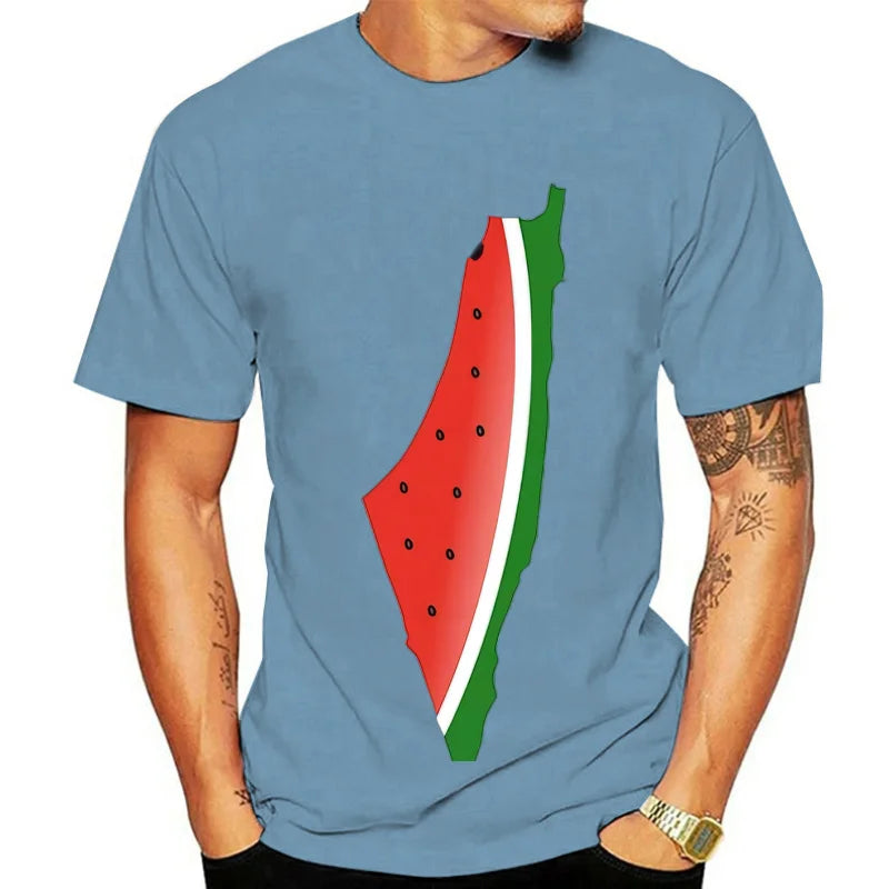 Palästina Wassermelonen Print T-Shirt, Baumwolle, Unisex