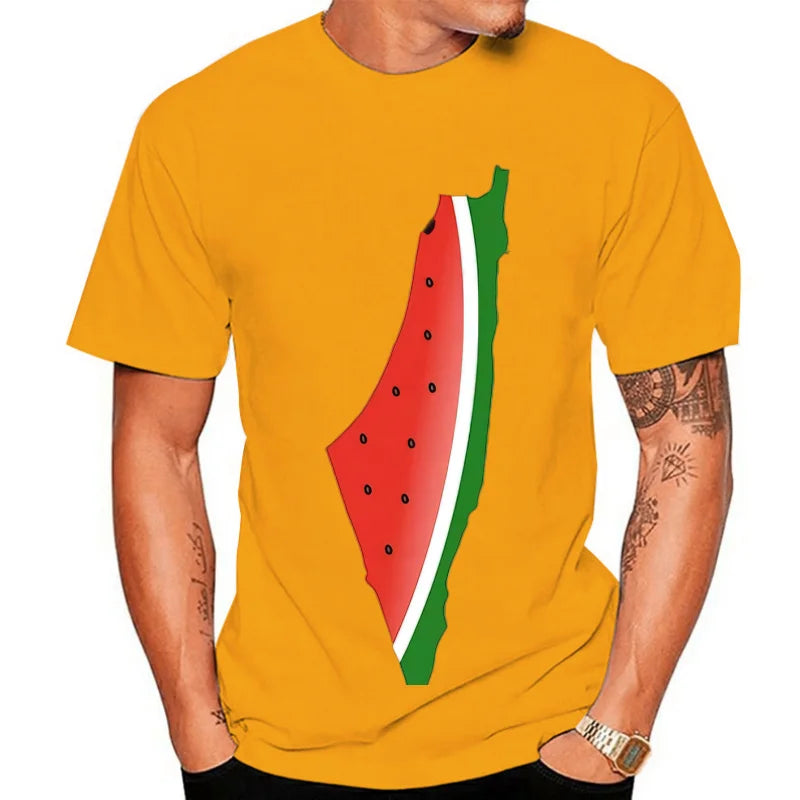Palästina Wassermelonen Print T-Shirt, Baumwolle, Unisex