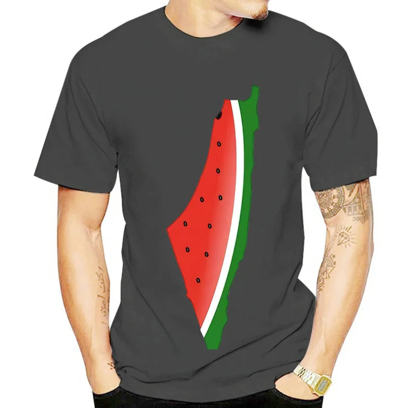 Palästina Wassermelonen Print T-Shirt, Baumwolle, Unisex