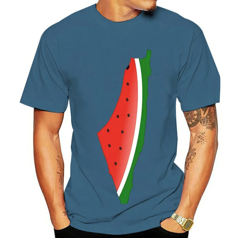 Palästina Wassermelonen Print T-Shirt, Baumwolle, Unisex
