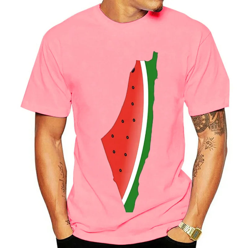 Palästina Wassermelonen Print T-Shirt, Baumwolle, Unisex