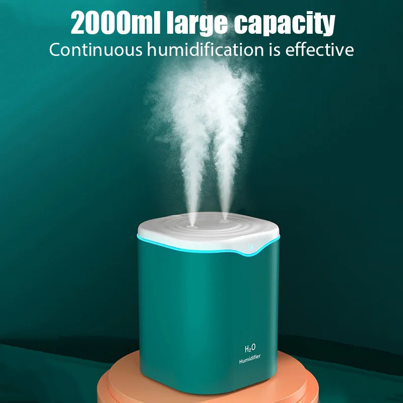 2000ML USB Luftbefeuchter Doppel Spray Port Ätherisches Öl Aromatherapie Luftbefeuchter Kühlen Nebel Maker Fogger Reinigen für Home Office