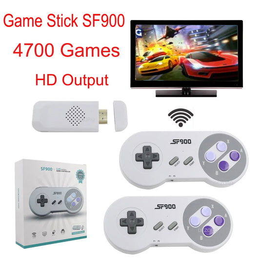 SF900 Konsole für Super Nintendo 16 Bit Game Stick 4700 Retro Games HD Videospielkonsolen für NES SNES Wireless Controller